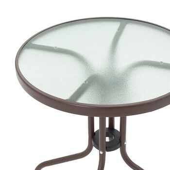 Watson pakoworld table de jardin métal brun-verre D60x70cm 2