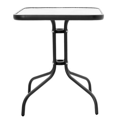 WaWatson pakoworld tavolo da giardino in metallo nero-vetro 60x60x70cm