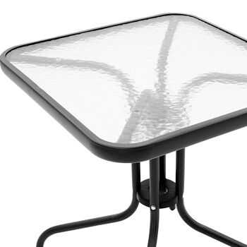 WaWatson pakoworld table de jardin métal noir-verre 60x60x70cm 2