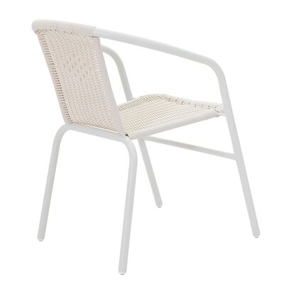 Chaise de jardin en métal-pe Obbi pakoworld de couleur blanche