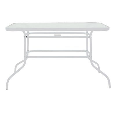 Tavolo da giardino Valor pakoworld in metallo bianco-vetro 120x70x70cm