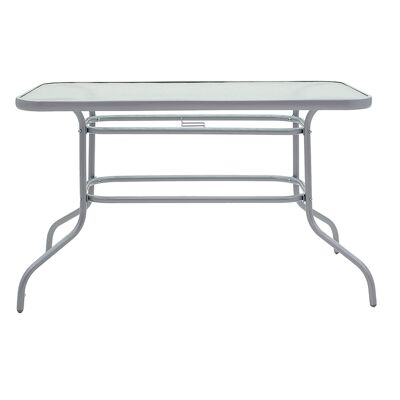 Valor pakoworld mesa de jardín metal gris-vidrio 120x70x70cm
