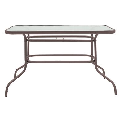 Valor pakoworld mesa de jardín metal marrón-vidrio 120x70x70cm