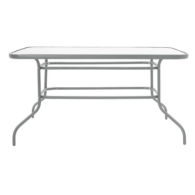Valor pakoworld mesa de jardín metal gris-vidrio 140x80x70cm