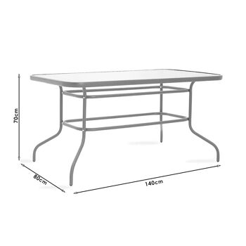 Valor pakoworld table de jardin métal gris-verre 140x80x70cm 3