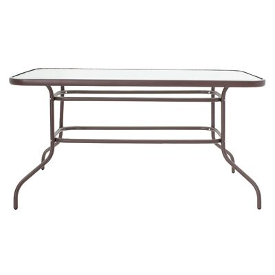 Valor pakoworld mesa de jardín metal marrón-vidrio 140x80x70cm