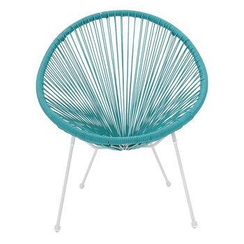 Chaise de jardin Acapulco pakoworld métal blanc-pe de couleur bleu 3