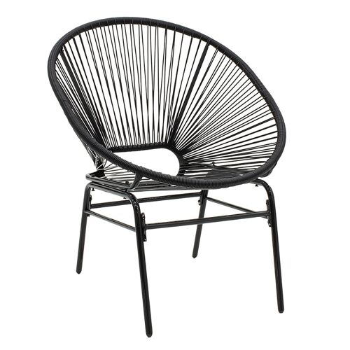 Garden lounge Lady pakoworld set 3pcs metal-pe rattan black