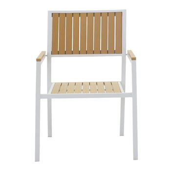 Fauteuil de jardin Tessa pakoworld métal blanc-naturel 3