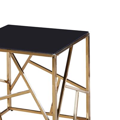 Tabar pakoworld table d'appoint verre 8mm noir-acier inoxydable doré 55x55x55cm