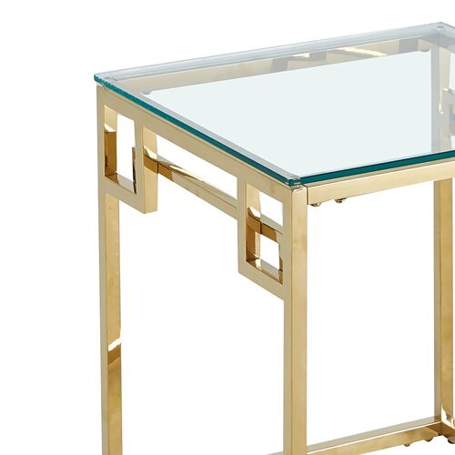 Kadar pakoworld stainless steel gold-glass 8mm side table 55x55x52cm