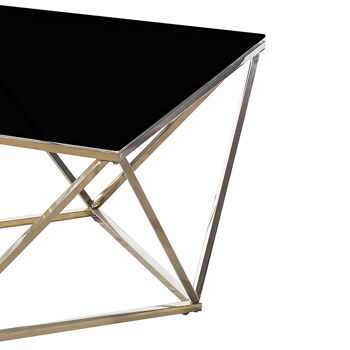 Kadar pakoworld table basse acier or-verre 8mm noir 80x80x45cm 1