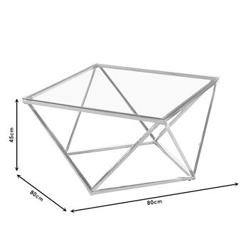 Kadar pakoworld table basse acier or-verre 8mm noir 80x80x45cm 3