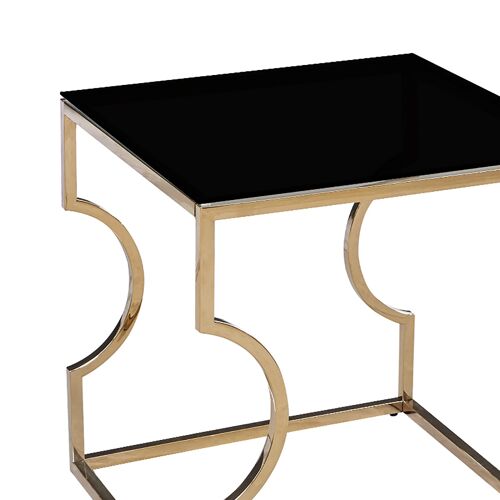 Dair pakoworld coffee table steel gold-glass 8mm black 55x55x55cm