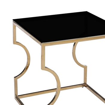 Dair pakoworld table basse acier or-verre 8mm noir 55x55x55cm 1