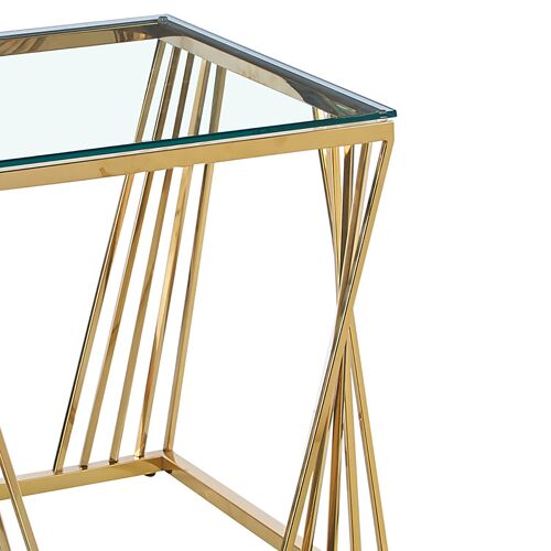 Dair pakoworld side coffee table steel gold-glass 8mm 55x55x55cm