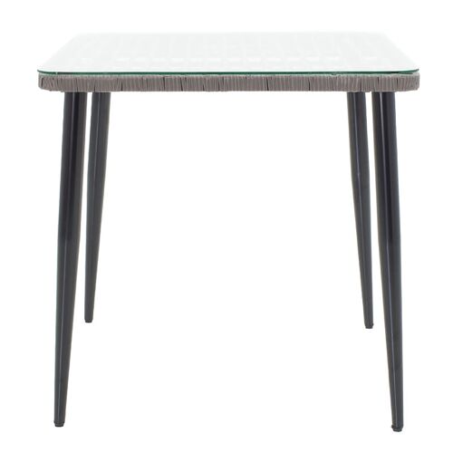 Naoki pakoworld garden table metal black-pe gray-glass 80x80x78cm