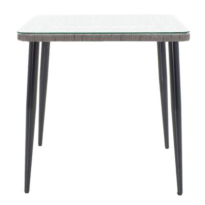 Naoki pakoworld table de jardin métal noir-pe gris-verre 80x80x78cm