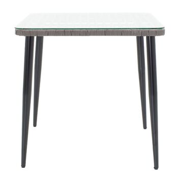 Naoki pakoworld table de jardin métal noir-pe gris-verre 80x80x78cm 1