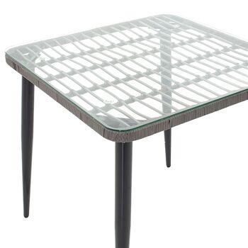 Naoki pakoworld table de jardin métal noir-pe gris-verre 80x80x78cm 2