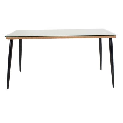 Naoki pakoworld mesa de jardín metal negro-pe cristal natural 160x90x78cm