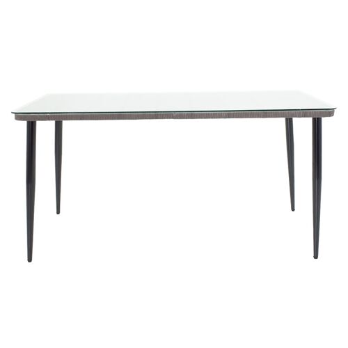 Naoki pakoworld garden table metal black-pe gray-glass 160x90x78cm