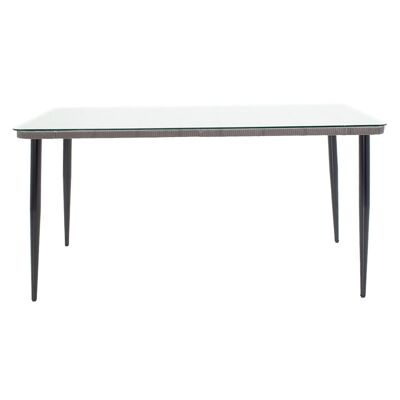 Naoki pakoworld mesa de jardín metal negro-pe gris-vidrio 160x90x78cm