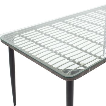 Naoki pakoworld table de jardin métal noir-pe gris-verre 160x90x78cm 2