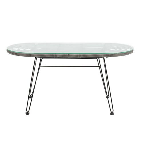 Naoki pakoworld garden table metal black-pe grey-glass 100x45x46cm