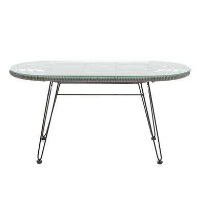 Naoki pakoworld table de jardin métal noir-pe gris-verre 100x45x46cm