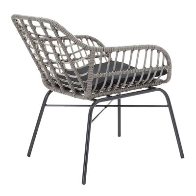 Naoki pakoworld fauteuil de jardin métal noir-pe gris