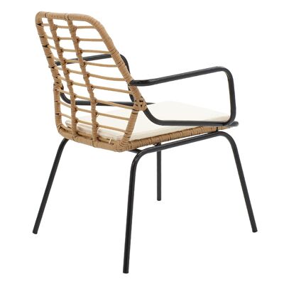 Naoki pakoworld fauteuil de jardin métal-noir-pe naturel