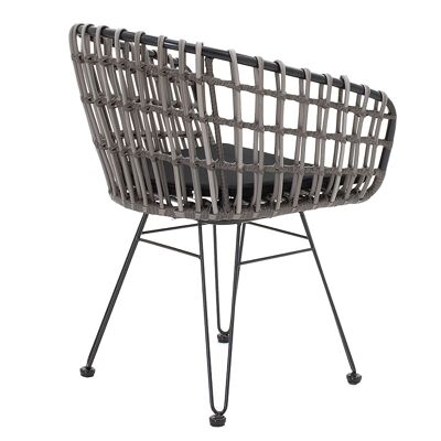 Naoki pakoworld fauteuil de jardin métal noir-gris pe