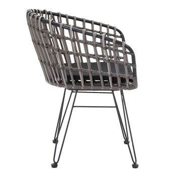 Naoki pakoworld fauteuil de jardin métal noir-gris pe 2