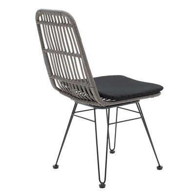 Naoki pakoworld chaise de jardin en métal noir-- gris pe