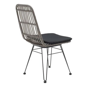 Naoki pakoworld chaise de jardin en métal noir-- gris pe 1