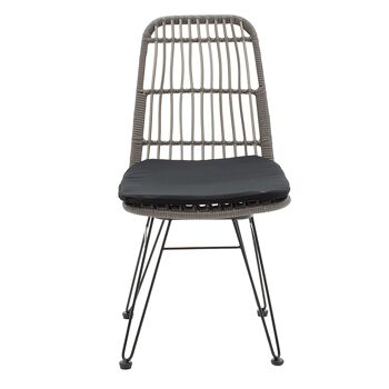 Naoki pakoworld chaise de jardin en métal noir-- gris pe 3