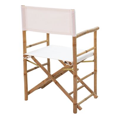 Fauteuil de jardin Nalin pakoworld pliant tissu bambou blanc