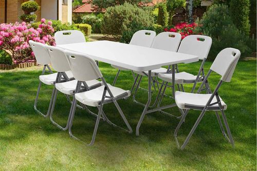 Commercial folding camping table Rodeo pakoworld metal frame colour white 152x60x74cm