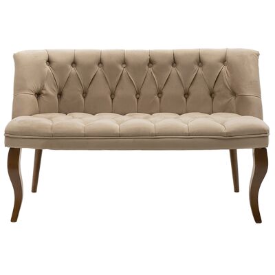 Loreta pakoworld sofá dos plazas terciopelo beige 123x65x73cm