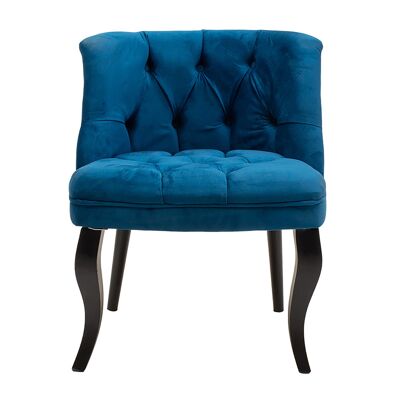 Fauteuil Loreta pakoworld velours bleu foncé-noir 59x64x73cm