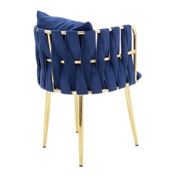 Fauteuil en velours pakoworld ivoire de couleur bleu-doré 53x52x77cm 4