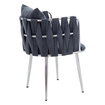 Fauteuil en velours pakoworld ivoire de couleur gris-chrome 53x52x77cm 4