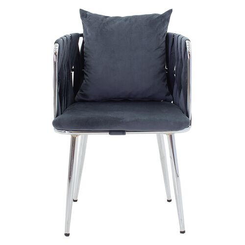 Ivory pakoworld velvet armchair in gray-chrome color 53x52x77cm