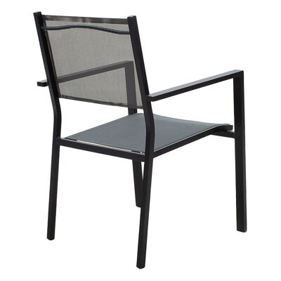 Fauteuil de jardin Moly pakoworld métal noir textilène gris foncé