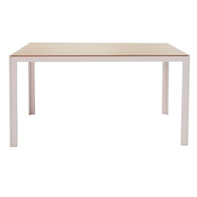 Nares pakoworld table de jardin aluminium blanc-contreplaqué naturel 140x80x72.5cm