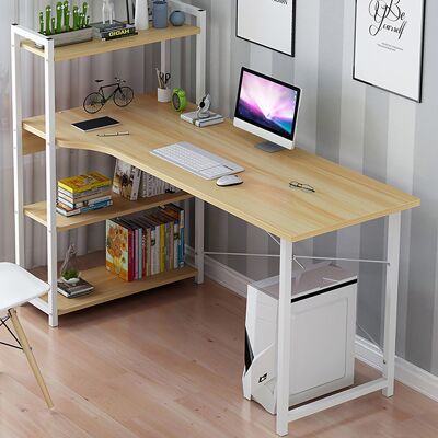 Metalic computer table Kadyn pakoworld left shelf oak-white 120x48x73,5 / 111cm