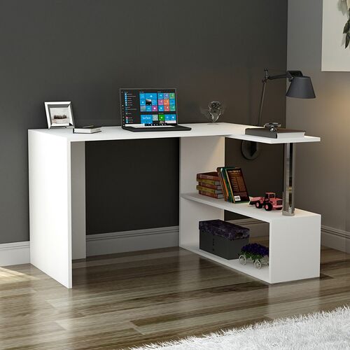 Ultima pakoworld work desk with shelf in white color130x80x72cm