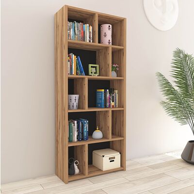 Edmund bookcase pakoworld oak-black color 60x20x170cm