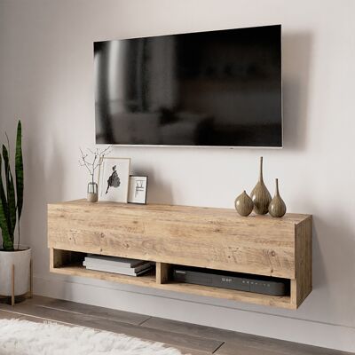 Mueble TV de pared pakoworld roscoe en color roble 100x31,5x29,5cm